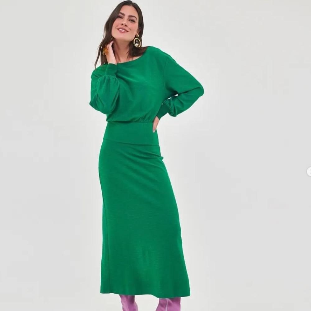 Vestido Midi Viscose Morcego Parati Verde Musgo